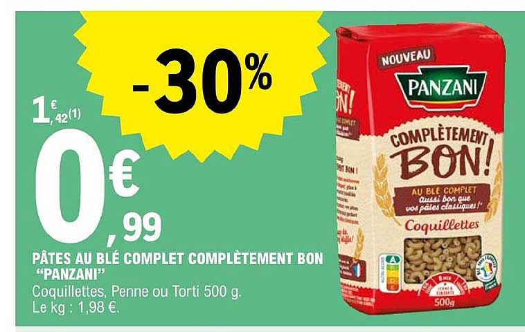 pâtes au blé complet complètement bon "panzani"