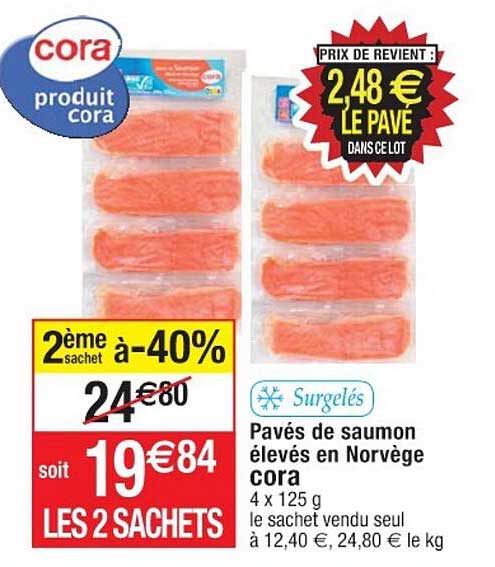 pavés de saumon élevés en norvège cora