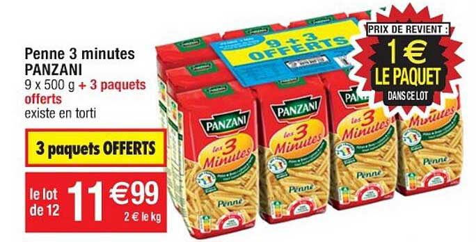 penne 3 minutes panzani