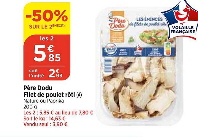 père dodu filet de poulet rôti nature ou paprika