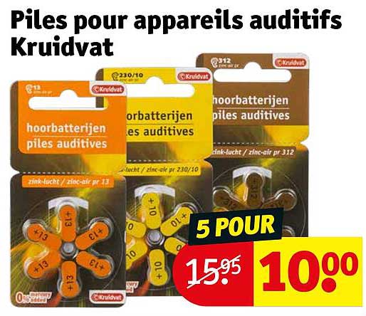 piles pour appareils auditifs kruidvat