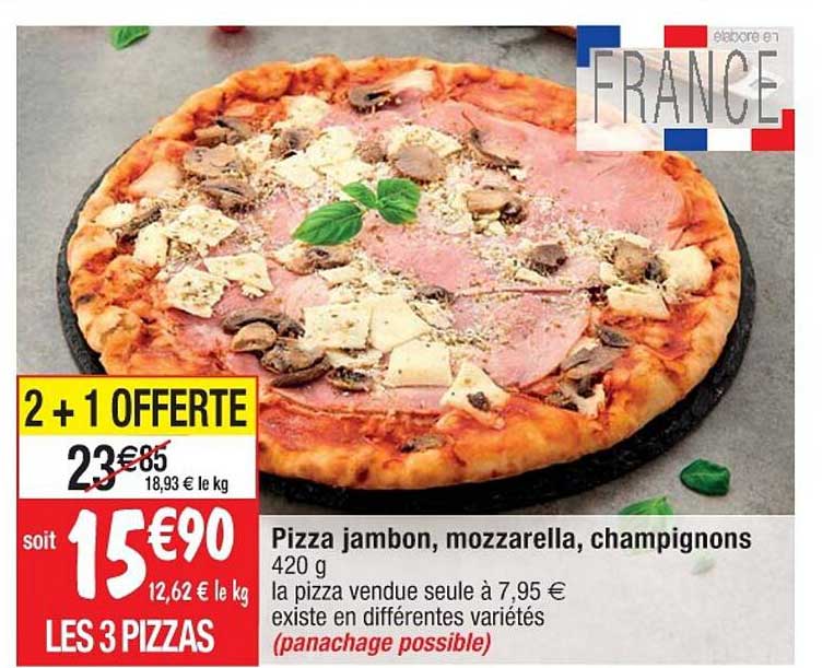 Pizza Jambon, Mozzarella, Champignons