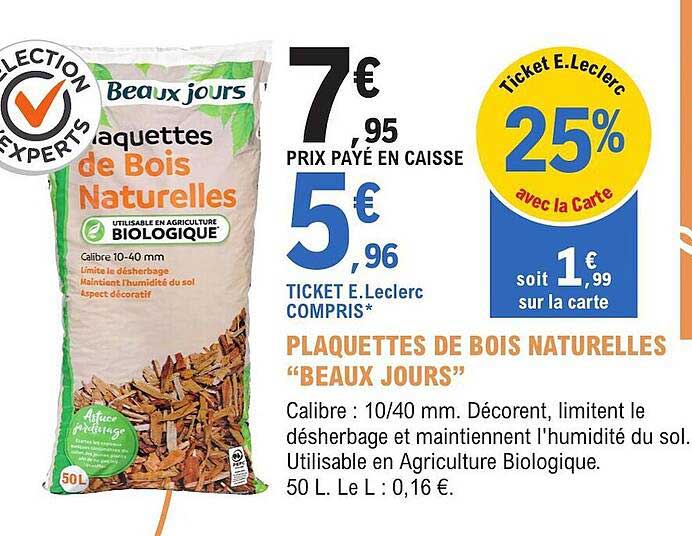 plaquettes de bois naturelles "beaux jours"