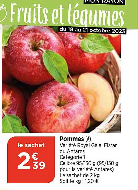 pommes variété royal gala, elstar ou antares