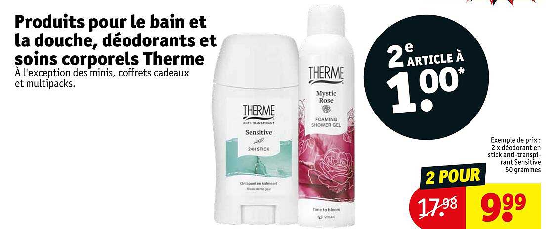 produit pour le bain et la douche, déodorants et soins corporels therme