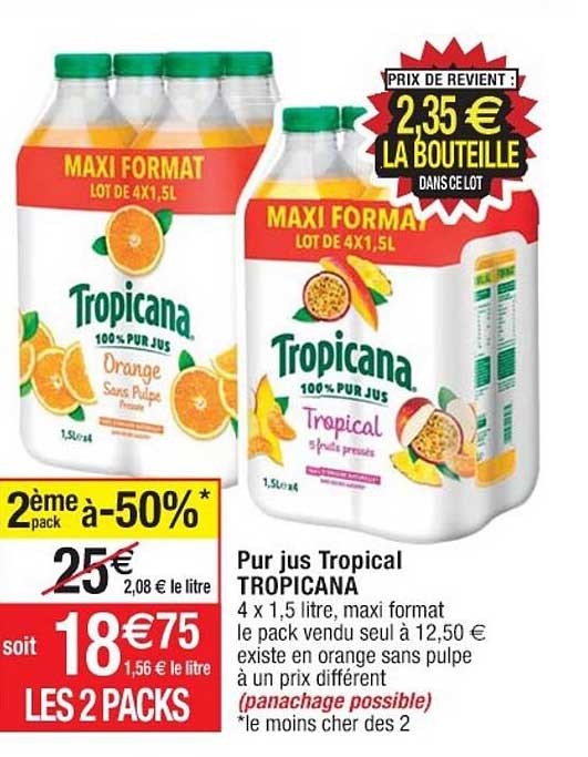 Pur Jus Tropical Tropicana 2ème Pack à-50%