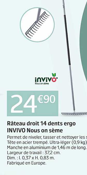 râteau droit 14 dents ergo invivo nous on sème