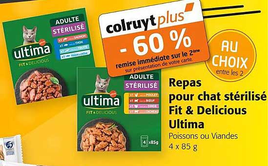 repas pour chat stérilisé fit & delicious ultima