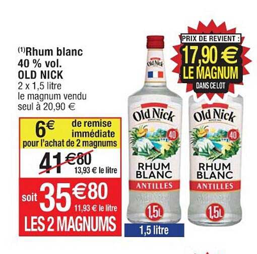 rhum blanc 40% vol. old nick