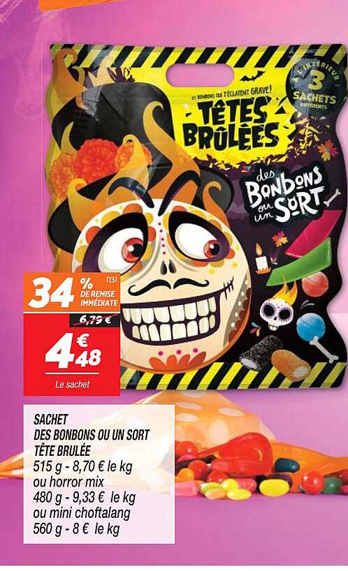 sachet des bonbons ou un sort tête brulée