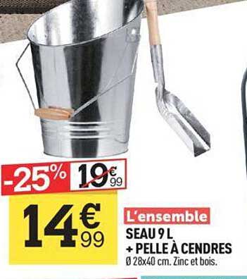 seau 9 l + pelle à cendres
