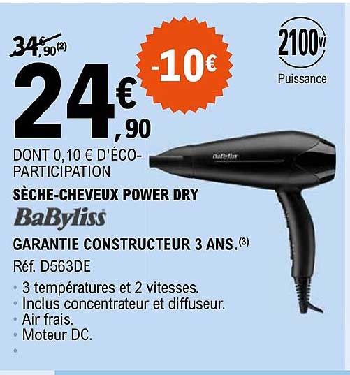 sèche-cheveux power dry babyliss
