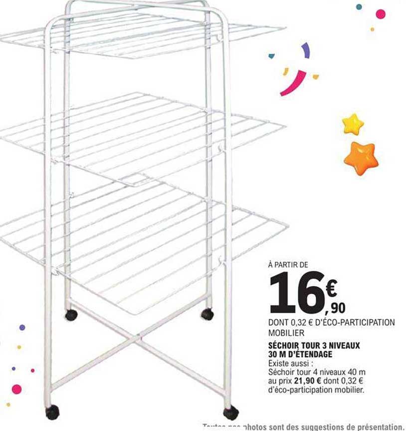 séchoir tour 3 niveaux 30 m d'étendage