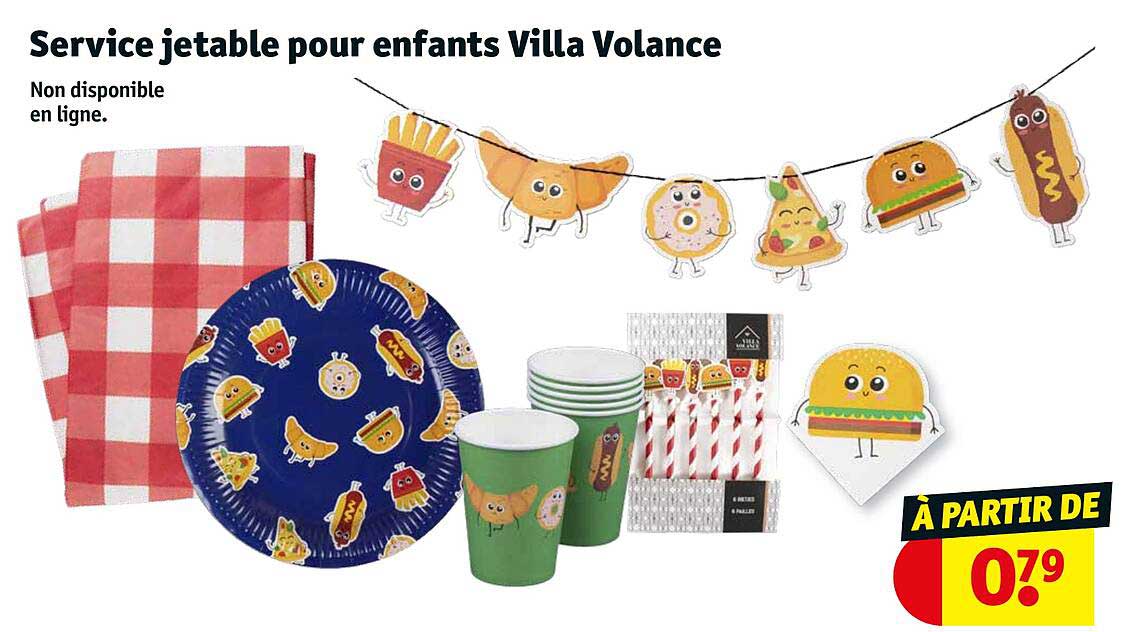 service jetable pour enfants villa volance