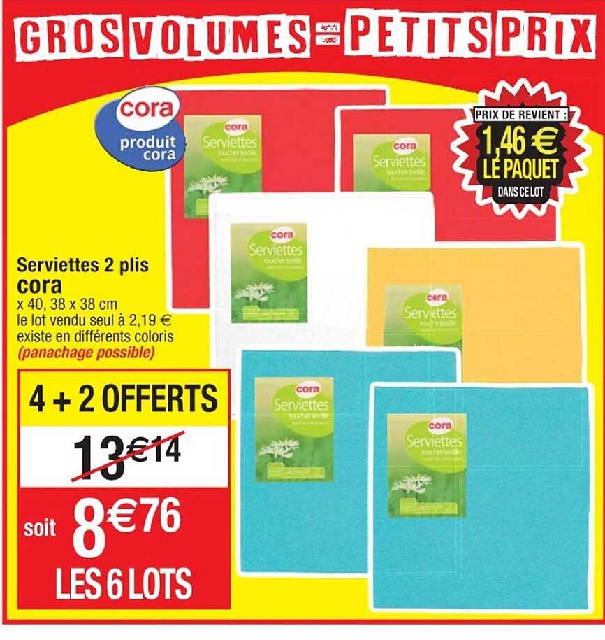 serviettes 2 plis cora
