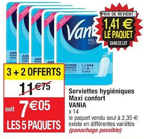 serviettes hygiéniques maxi confort vania