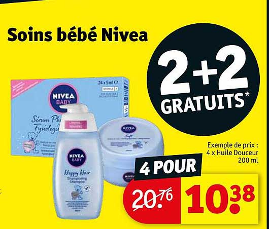 soins bébé nivea 2+2 gratuits