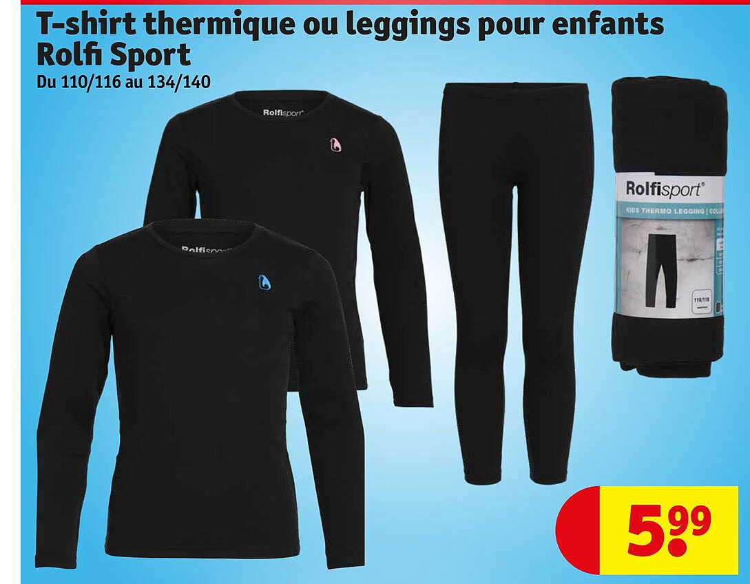t-shirt thermique ou leggings pour enfants rolfi sport