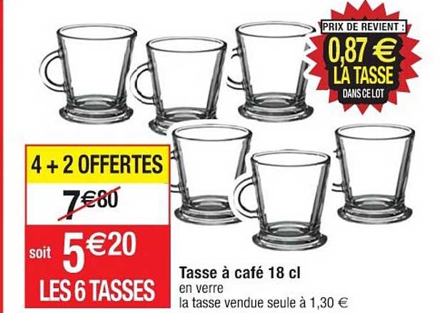 tasse à café 18 cl 4+2 offertes