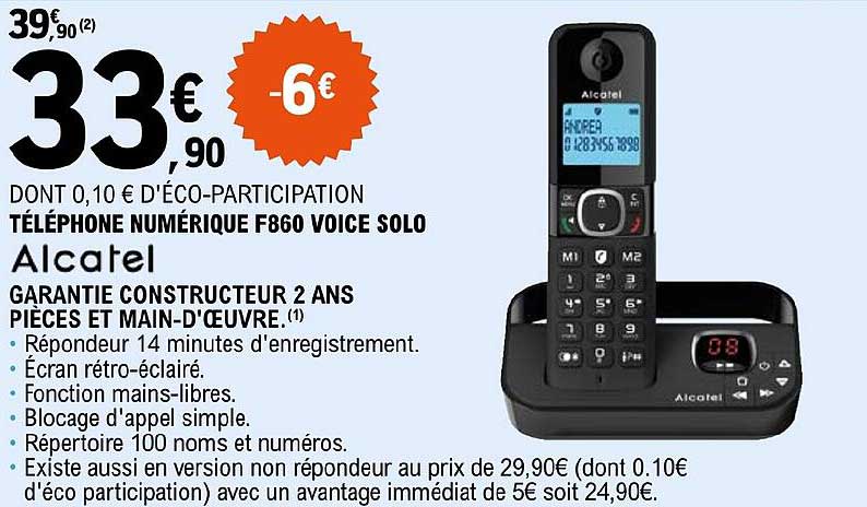 téléphone numérique f860 voice solo alcatel