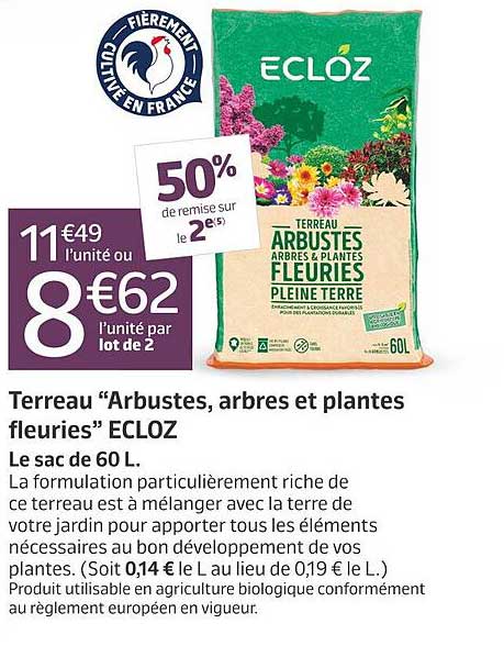 terreau "arbustes, arbres et plantes fleuries" ecloz