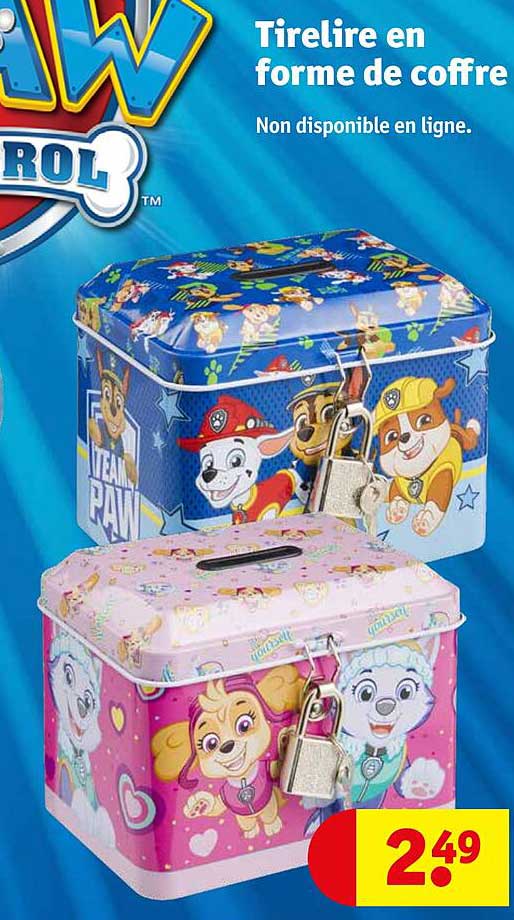 tirelire en forme de coffre paw patrol