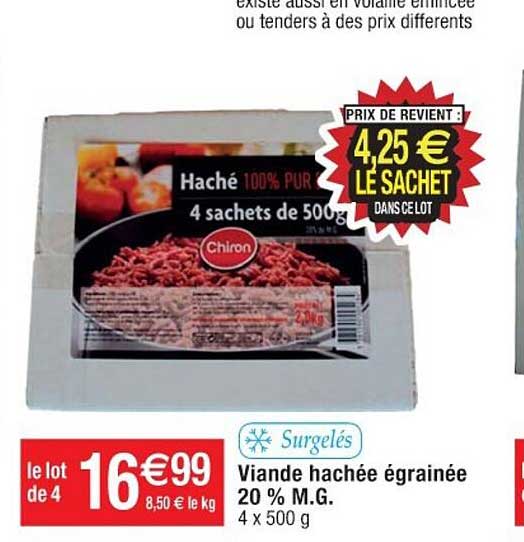 viande hachée égrainée 20 % m.g.