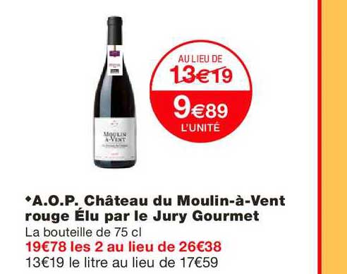 a.o.p. château du moulin-à-vent rouge élu par le jury gourmet