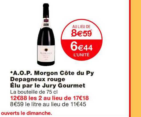 a.o.p. morgon côte du py depagneux rouge élu par le jury gourmet