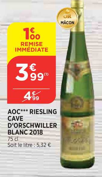 aoc riesling cave d'orschwiller blanc 2018