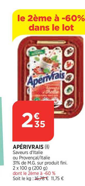 apérivrais le 2ème à -60% dans le lot