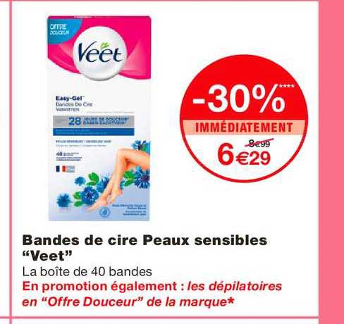 bandes de cire peaux sensibles "veet"