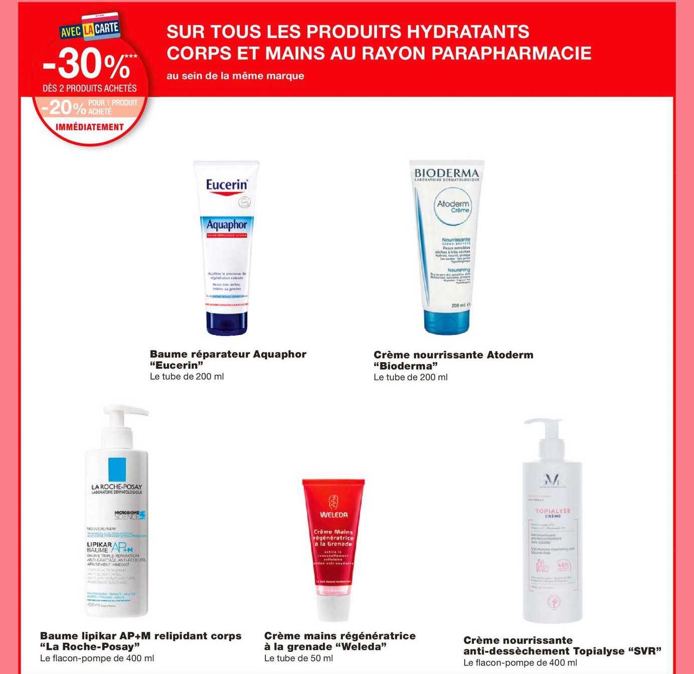 baume réparateur aquaphor "eucerin", baume lipikar ap+m relipidant corps "la roche-posay", crème mains régénératrice à la grenade "weleda", crème nourrissante anti dessèchement topialyse "svr"
