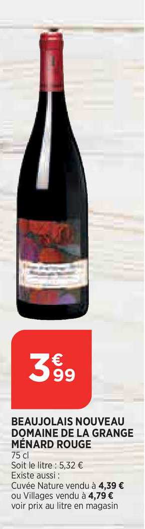 beaujolais nouveau domaine de la grange menard rouge