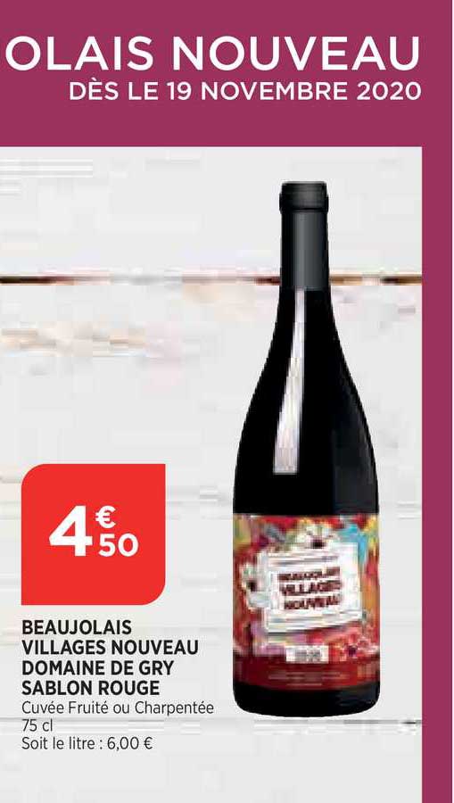beaujolais villages nouveau domaine de gry sablon rouge