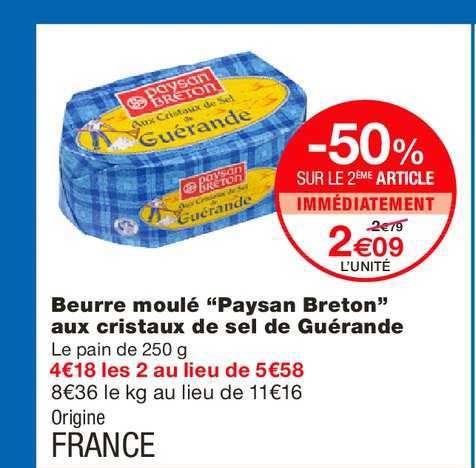 beurre moulé "paysan breton" aux cristaux de sel de guérande