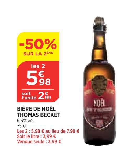 bière de noël thomas becket -50% sur la 2ème