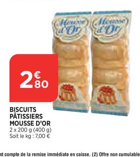 biscuits pâtissiers mousse d'or