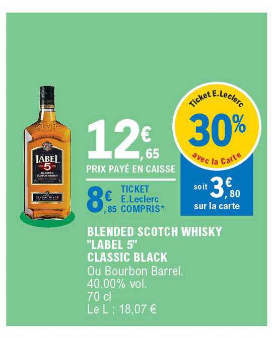 Blended Scotch Whisky Label 5" Classic Black