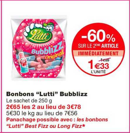 bonbons "lutti" bubblizz