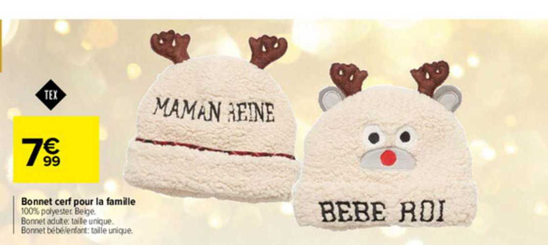 bonnet cerf pour la famille