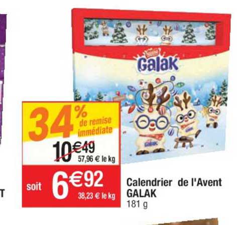 calendrier de l'avent galak 34% de remise immédiate