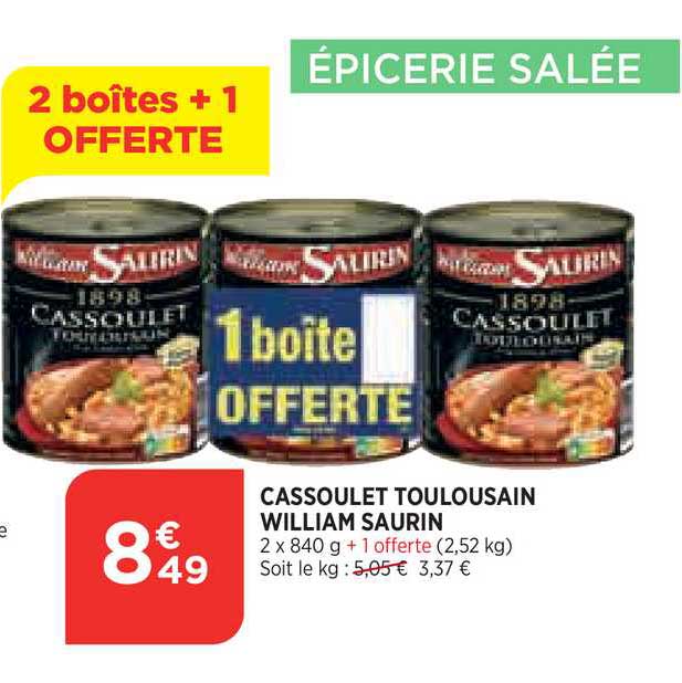 cassoulet toulousain william saurin 2+1 offerte