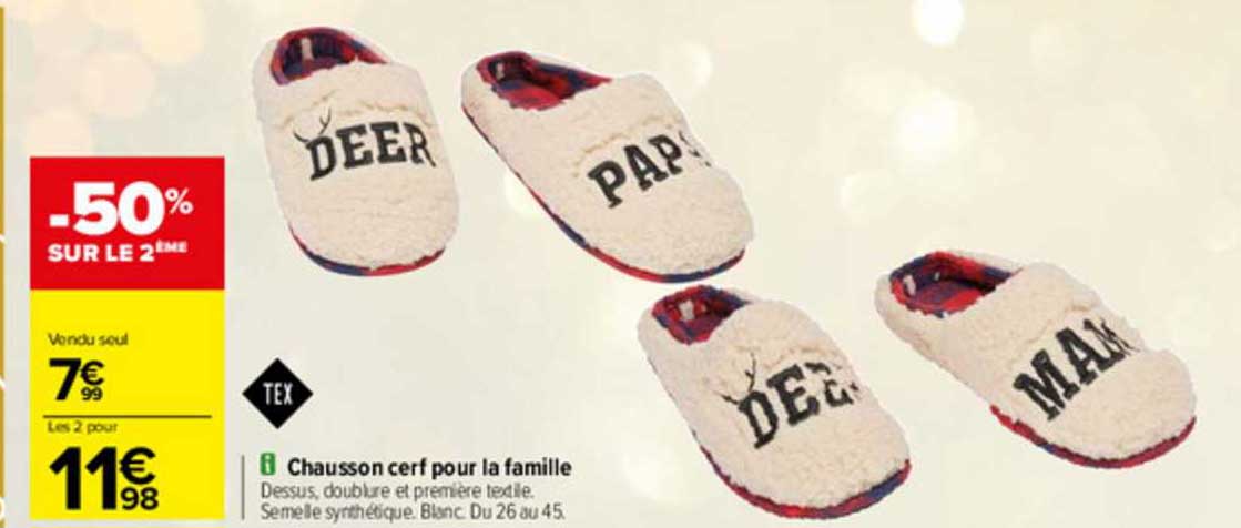 chausson cerf pour la famille