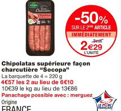 chipolatas supérieur façon charcutière "socopa"