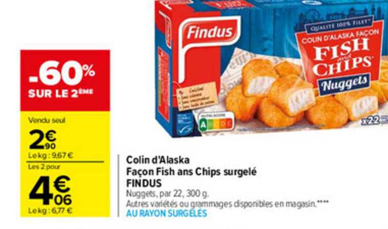 colin d'alaska façon fish and chips surgelé findus