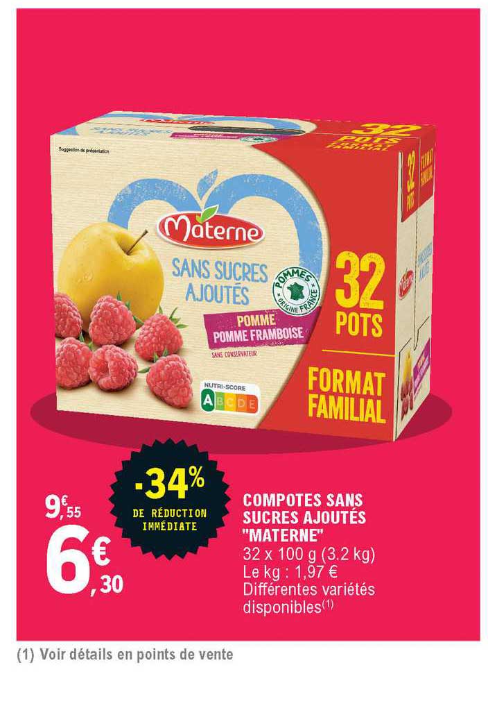 Compotes Sans Sucres Ajoutés Materne -34% De Réduction Immédiate