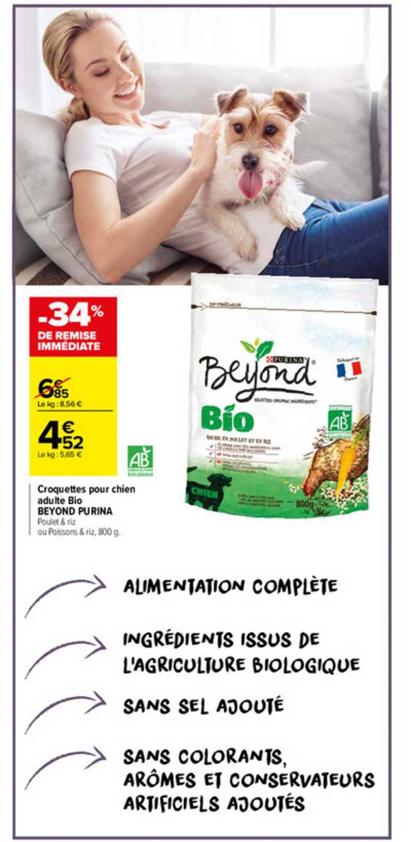 croquettes pour chien adulte bio beyond purina