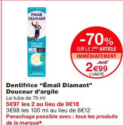 dentifrice "émail diamant" douceur d'argile