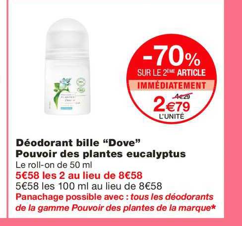 déodorant bille "dove" pouvoir des plantes eucalyptus